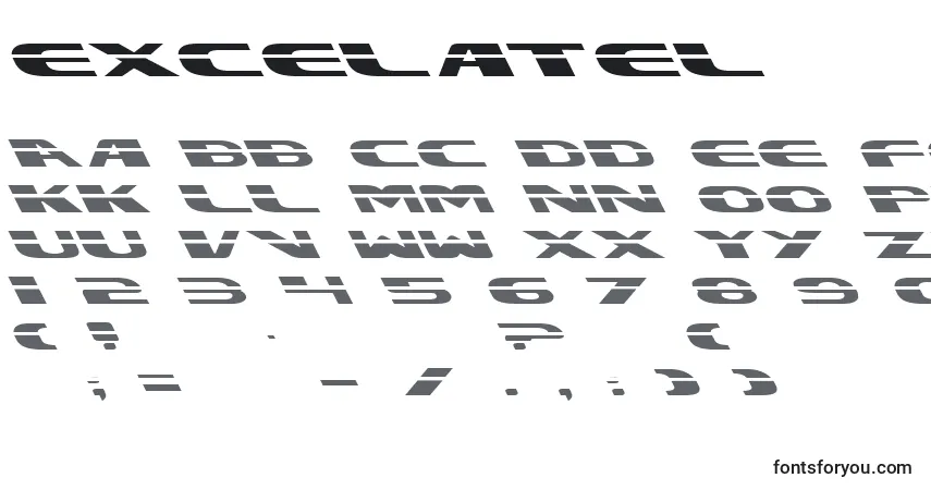 A fonte Excelatel – alfabeto, números, caracteres especiais