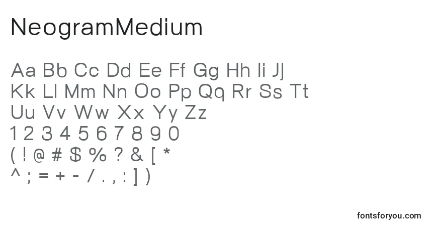 A fonte NeogramMedium – alfabeto, números, caracteres especiais