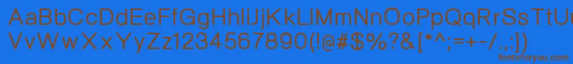 フォントNeogramMedium – 茶色の文字が青い背景にあります。