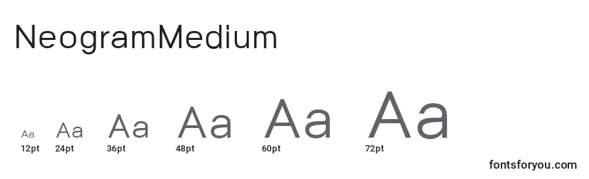 Размеры шрифта NeogramMedium