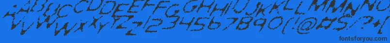GhostlyPrintsItalic Font – Black Fonts on Blue Background