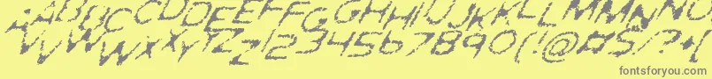 GhostlyPrintsItalic Font – Gray Fonts on Yellow Background