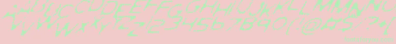 GhostlyPrintsItalic Font – Green Fonts on Pink Background