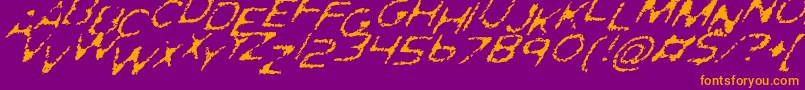 GhostlyPrintsItalic Font – Orange Fonts on Purple Background