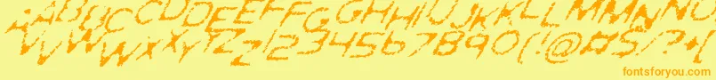 Fonte GhostlyPrintsItalic – fontes laranjas em um fundo amarelo