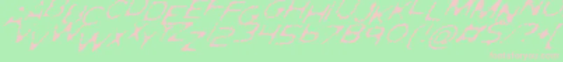 GhostlyPrintsItalic Font – Pink Fonts on Green Background