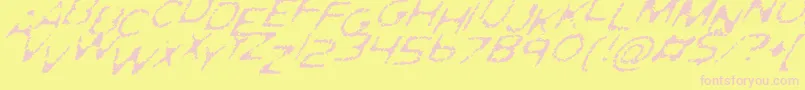 Fonte GhostlyPrintsItalic – fontes rosa em um fundo amarelo