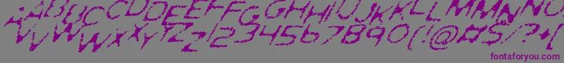 フォントGhostlyPrintsItalic – 紫色のフォント、灰色の背景