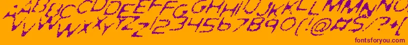 GhostlyPrintsItalic-fontti – violetit fontit oranssilla taustalla