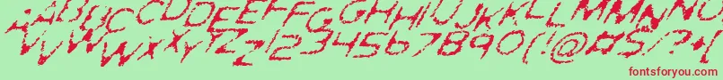 フォントGhostlyPrintsItalic – 赤い文字の緑の背景