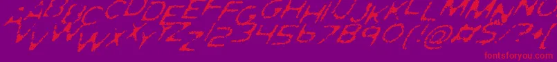 GhostlyPrintsItalic-Schriftart – Rote Schriften auf violettem Hintergrund