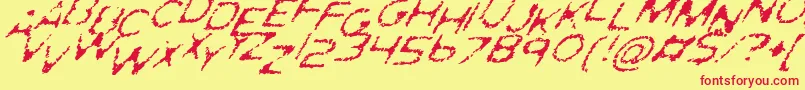 GhostlyPrintsItalic-Schriftart – Rote Schriften auf gelbem Hintergrund