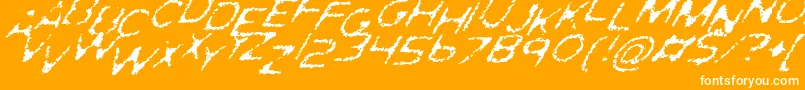 GhostlyPrintsItalic-Schriftart – Weiße Schriften auf orangefarbenem Hintergrund