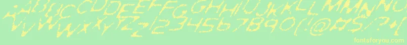 GhostlyPrintsItalic Font – Yellow Fonts on Green Background