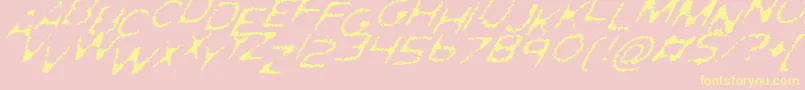 GhostlyPrintsItalic-Schriftart – Gelbe Schriften auf rosa Hintergrund