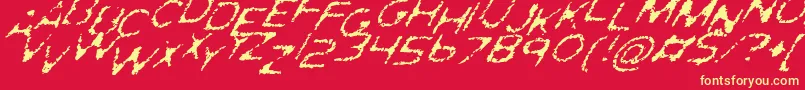 GhostlyPrintsItalic Font – Yellow Fonts on Red Background