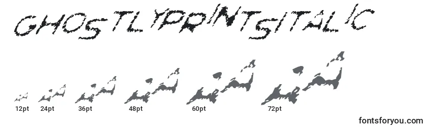Размеры шрифта GhostlyPrintsItalic