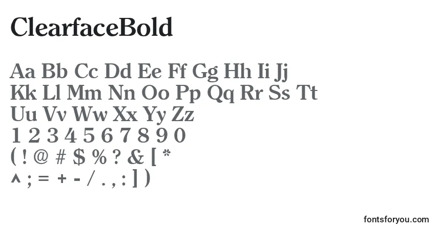 Schriftart ClearfaceBold – Alphabet, Zahlen, spezielle Symbole