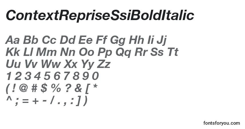 Czcionka ContextRepriseSsiBoldItalic – alfabet, cyfry, specjalne znaki