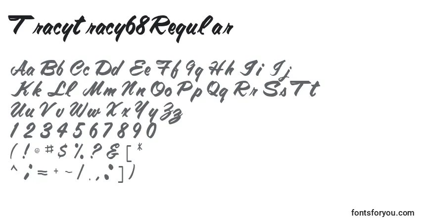 Schriftart Tracytracy68Regular – Alphabet, Zahlen, spezielle Symbole
