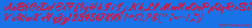 Tracytracy68Regular Font – Red Fonts on Blue Background