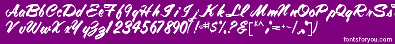 Fonte Tracytracy68Regular – fontes brancas em um fundo violeta