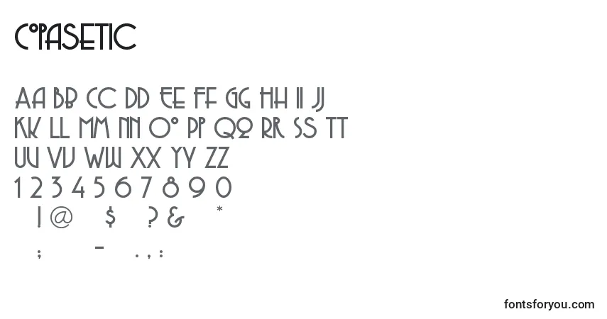 A fonte Copasetic – alfabeto, números, caracteres especiais