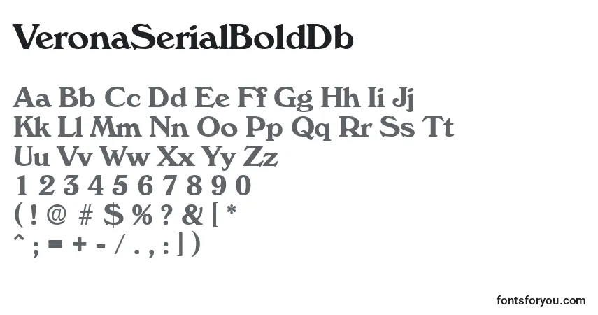 Шрифт VeronaSerialBoldDb – алфавит, цифры, специальные символы