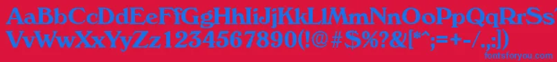 VeronaSerialBoldDb-Schriftart – Blaue Schriften auf rotem Hintergrund
