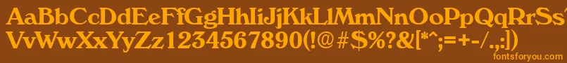 フォントVeronaSerialBoldDb – オレンジ色の文字が茶色の背景にあります。