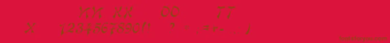 Tokio-Schriftart – Braune Schriften auf rotem Hintergrund