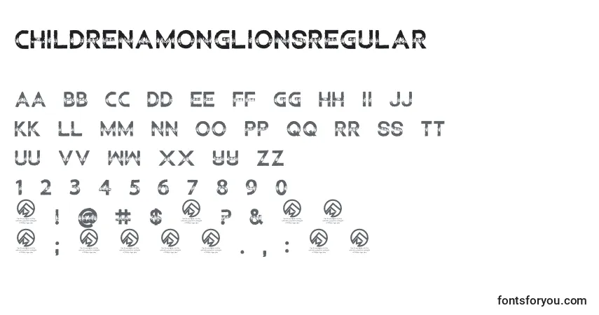 Шрифт ChildrenamonglionsRegular – алфавит, цифры, специальные символы
