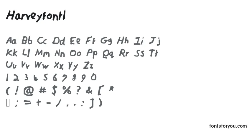 Czcionka Harveyfont1 – alfabet, cyfry, specjalne znaki