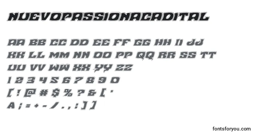 Nuevopassionacadital font – alphabet, numbers, special characters