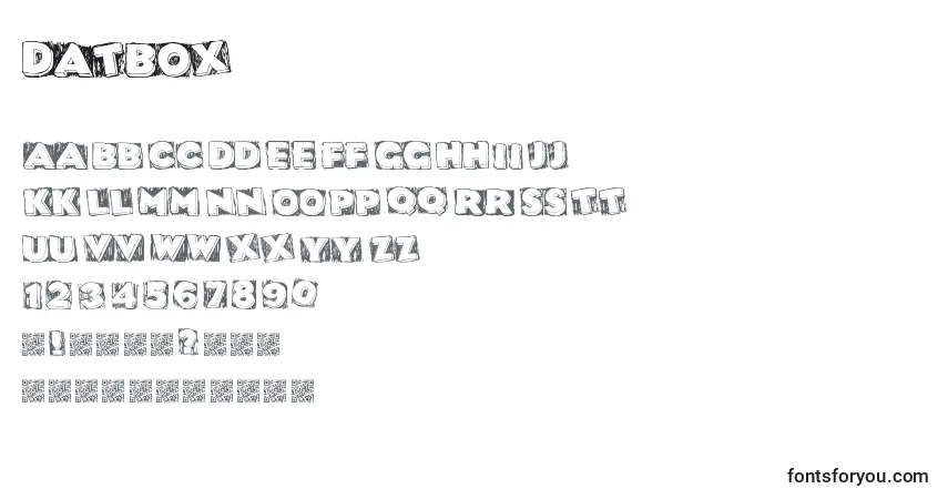 Czcionka Datbox – alfabet, cyfry, specjalne znaki