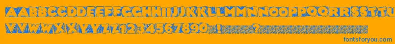 Datbox-Schriftart – Blaue Schriften auf orangefarbenem Hintergrund