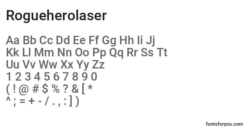 Czcionka Rogueherolaser – alfabet, cyfry, specjalne znaki