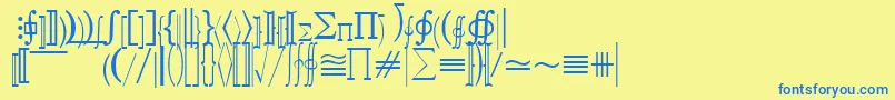 Fonte QuantapifivesskRegular – fontes azuis em um fundo amarelo