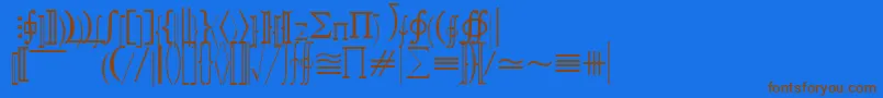 フォントQuantapifivesskRegular – 茶色の文字が青い背景にあります。