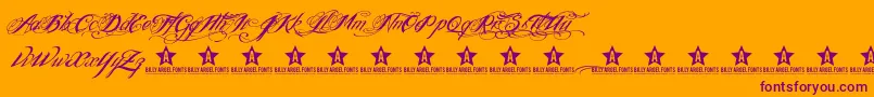 Inkitmt-Schriftart – Violette Schriften auf orangefarbenem Hintergrund