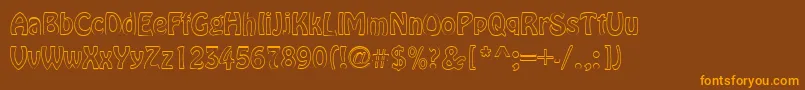 フォントBrookeRegular – オレンジ色の文字が茶色の背景にあります。