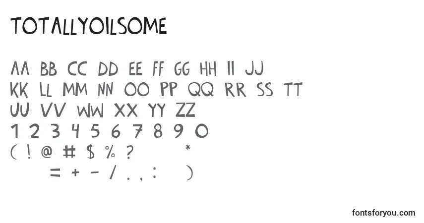 A fonte TotallyOilsome – alfabeto, números, caracteres especiais