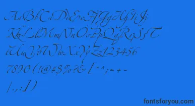AlexandraZeferinoThree font – Black Fonts On Blue Background