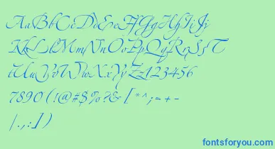 AlexandraZeferinoThree font – Blue Fonts On Green Background