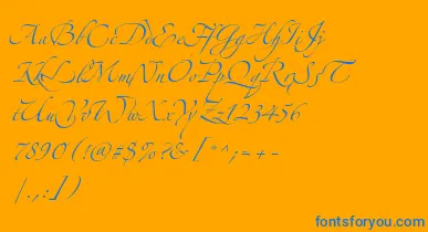 AlexandraZeferinoThree font – Blue Fonts On Orange Background