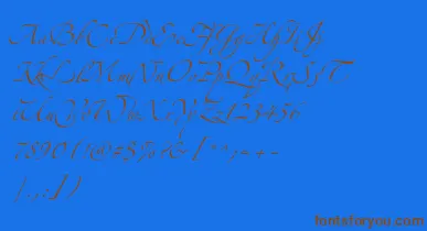 AlexandraZeferinoThree font – Brown Fonts On Blue Background