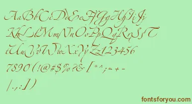 AlexandraZeferinoThree font – Brown Fonts On Green Background