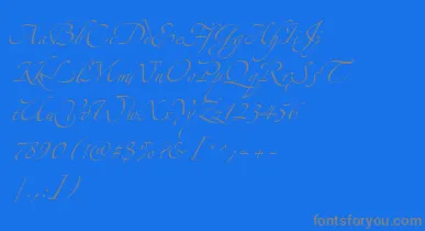 AlexandraZeferinoThree font – Gray Fonts On Blue Background