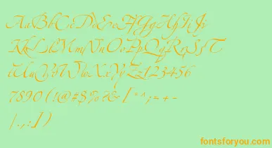 AlexandraZeferinoThree font – Orange Fonts On Green Background