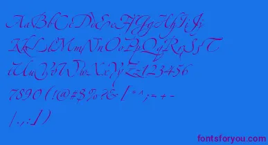 AlexandraZeferinoThree font – Purple Fonts On Blue Background